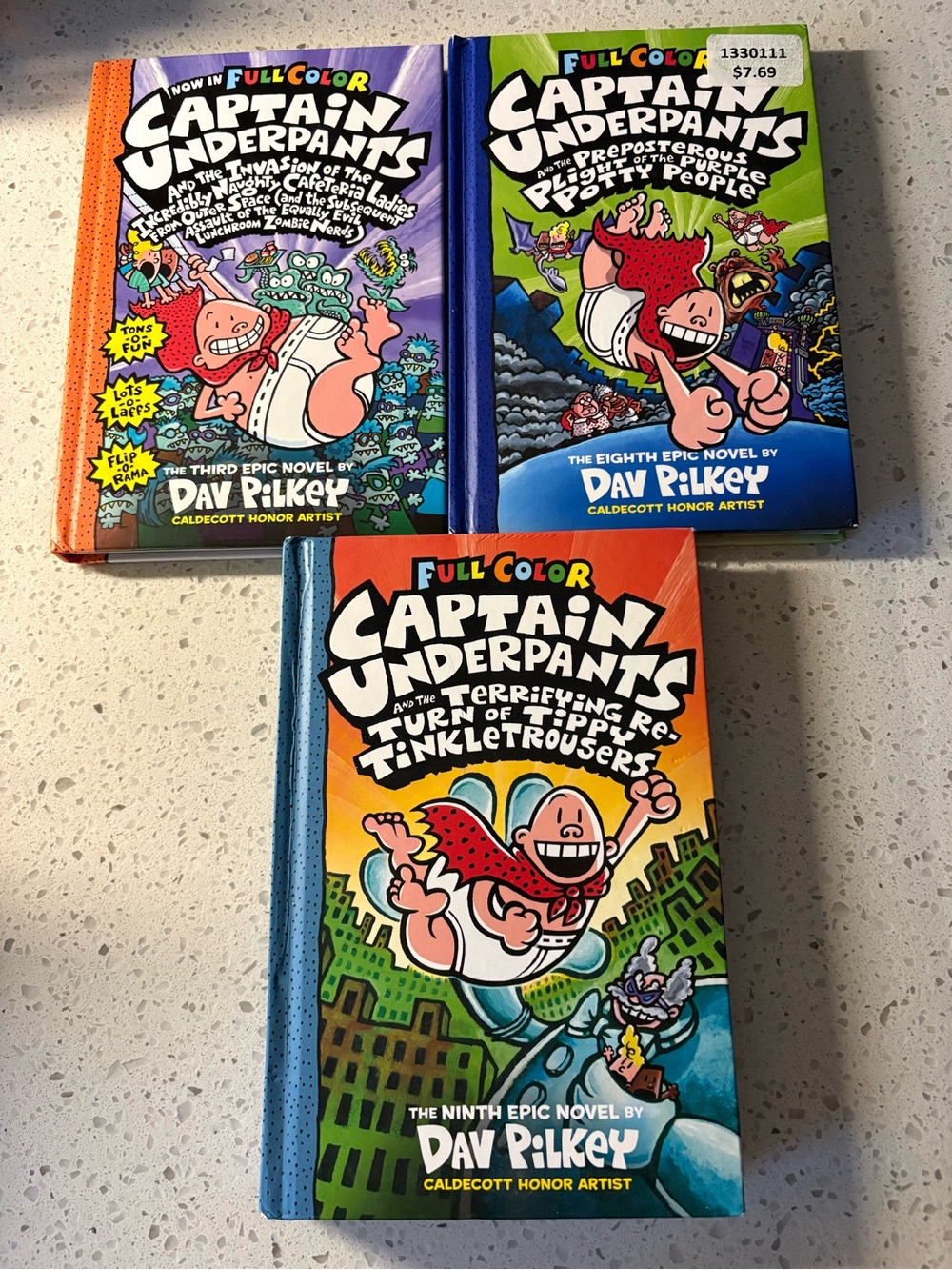 3 Captain Underpants by Dav Pilkey Graphic Novels Hardcover Comic Books